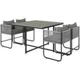 Steel 4 Seater Garden Dining Set With Rattan Cube Armchairs And Slatted Table - Velmora