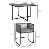 Steel 4 Seater Garden Dining Set With Rattan Cube Armchairs And Slatted Table - Velmora