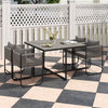 Steel 4 Seater Garden Dining Set With Rattan Cube Armchairs And Slatted Table - Velmora