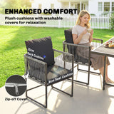 Steel 4 Seater Garden Dining Set With Rattan Cube Armchairs - Velmora