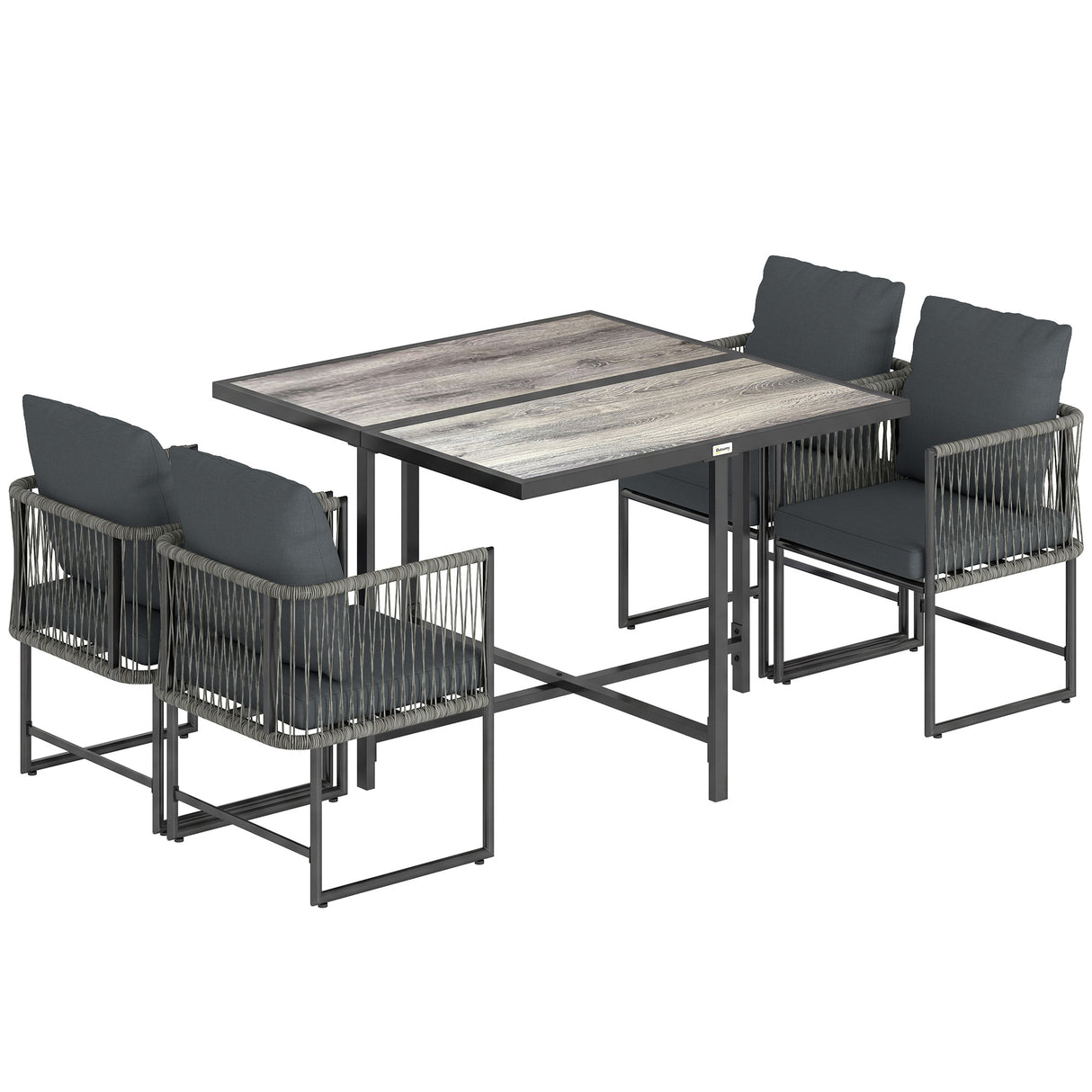 Steel 4 Seater Garden Dining Set With Rattan Cube Armchairs - Velmora