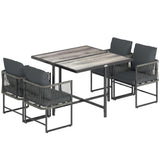Steel 4 Seater Garden Dining Set With Rattan Cube Armchairs - Velmora