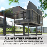 Steel 4 Seater Garden Dining Set With Rattan Cube Armchairs - Velmora