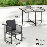 Steel 4 Seater Garden Dining Set With Rattan Cube Armchairs - Velmora