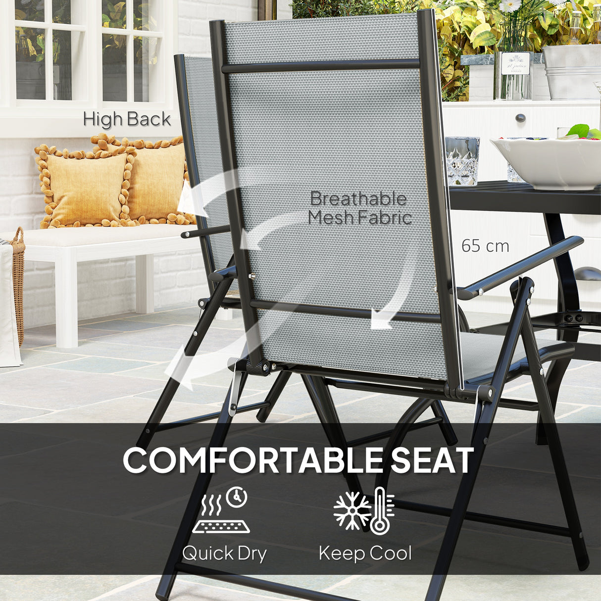 Steel 4 Seater Garden Dining Set With Square Table - Velmora
