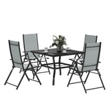 Steel 4 Seater Garden Dining Set With Square Table - Velmora