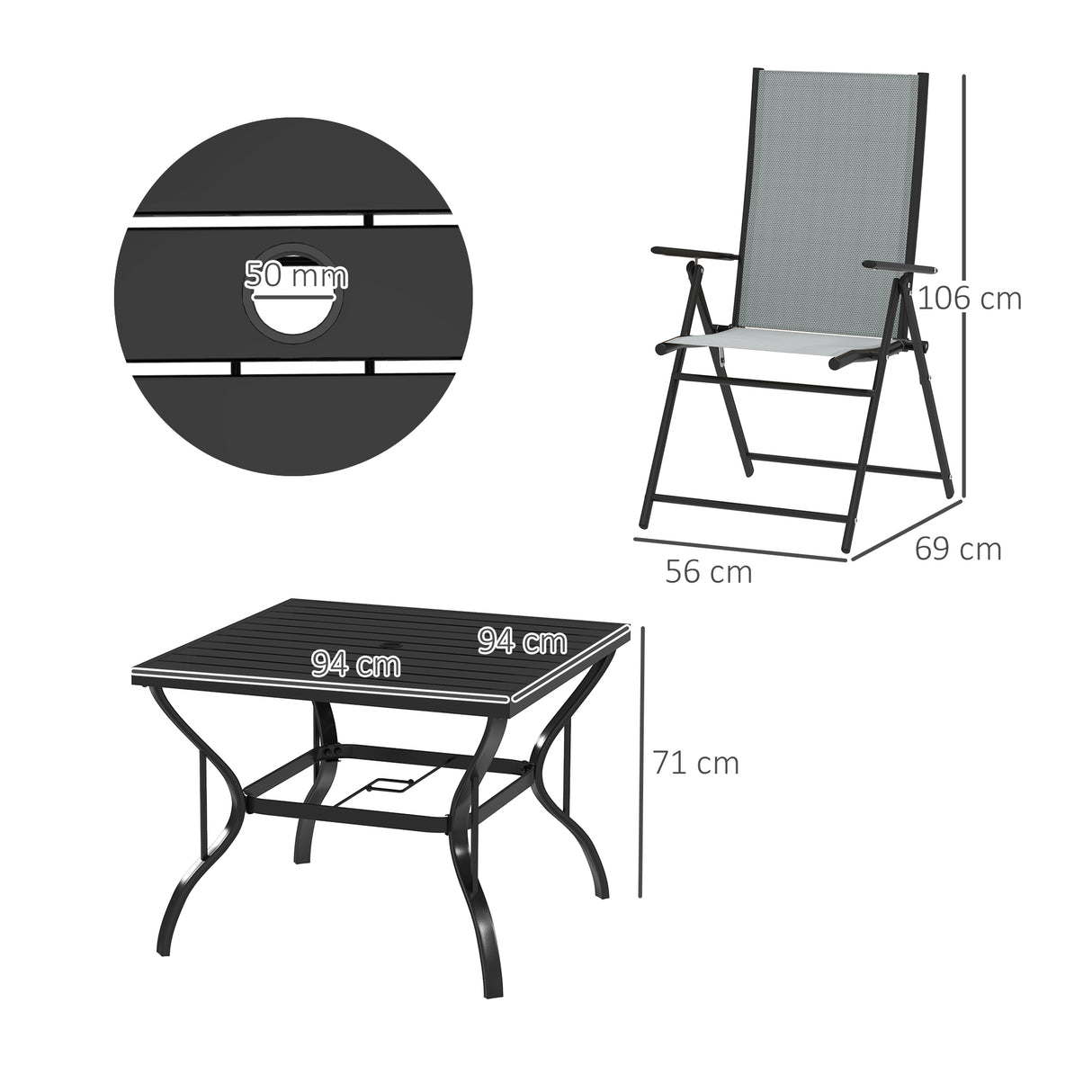 Steel 4 Seater Garden Dining Set With Square Table - Velmora