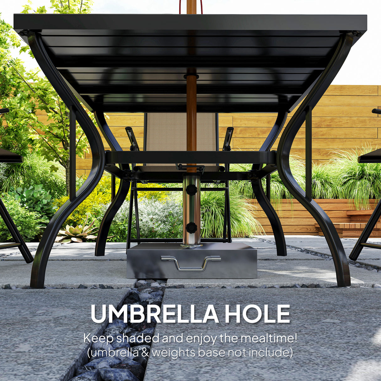 Steel 4 Seater Garden Dining Set With Square Table - Velmora