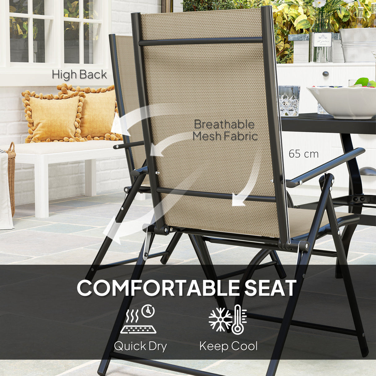 Steel 4 Seater Garden Dining Set With Square Table - Velmora