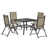 Steel 4 Seater Garden Dining Set With Square Table - Velmora