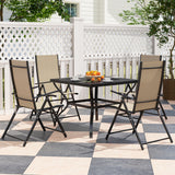 Steel 4 Seater Garden Dining Set With Square Table - Velmora