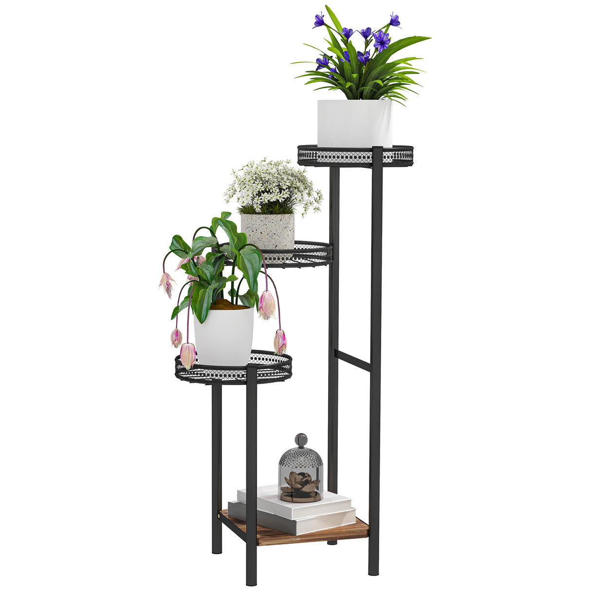 Steel 4 Tier Plant Stand 25cm Wide - Velmora