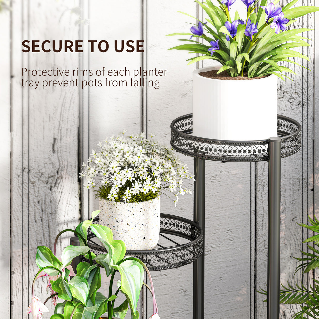 Steel 4 Tier Plant Stand 25cm Wide - Velmora