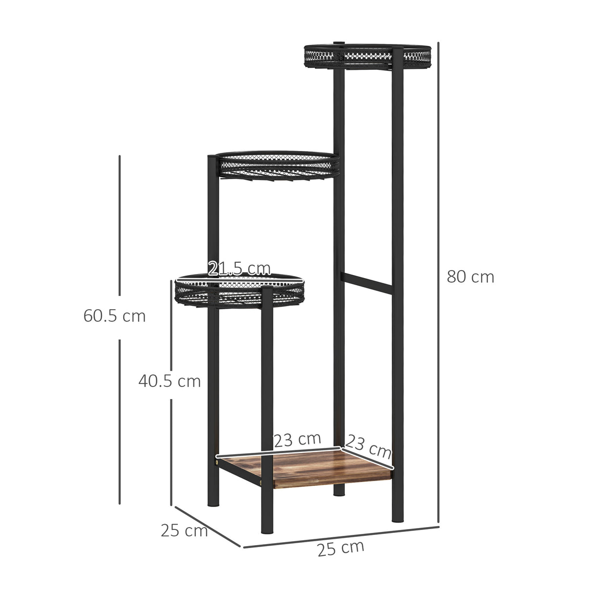 Steel 4 Tier Plant Stand 25cm Wide - Velmora
