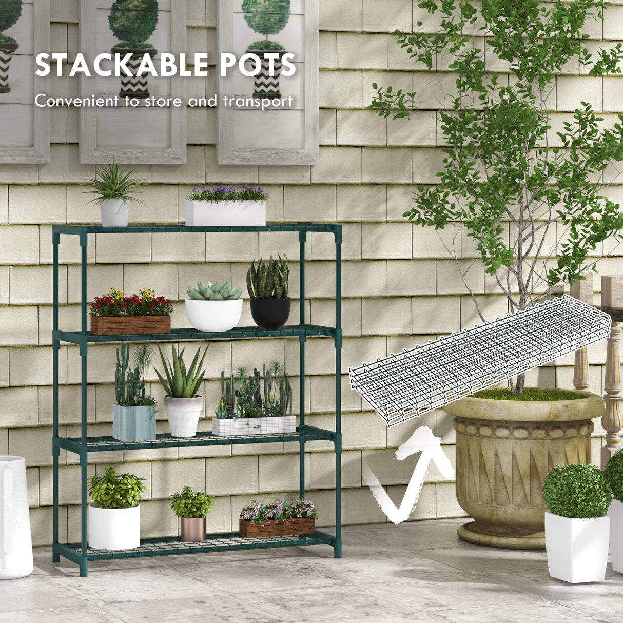 Steel 4 Tier Plant Stand 89cm Wide - Velmora