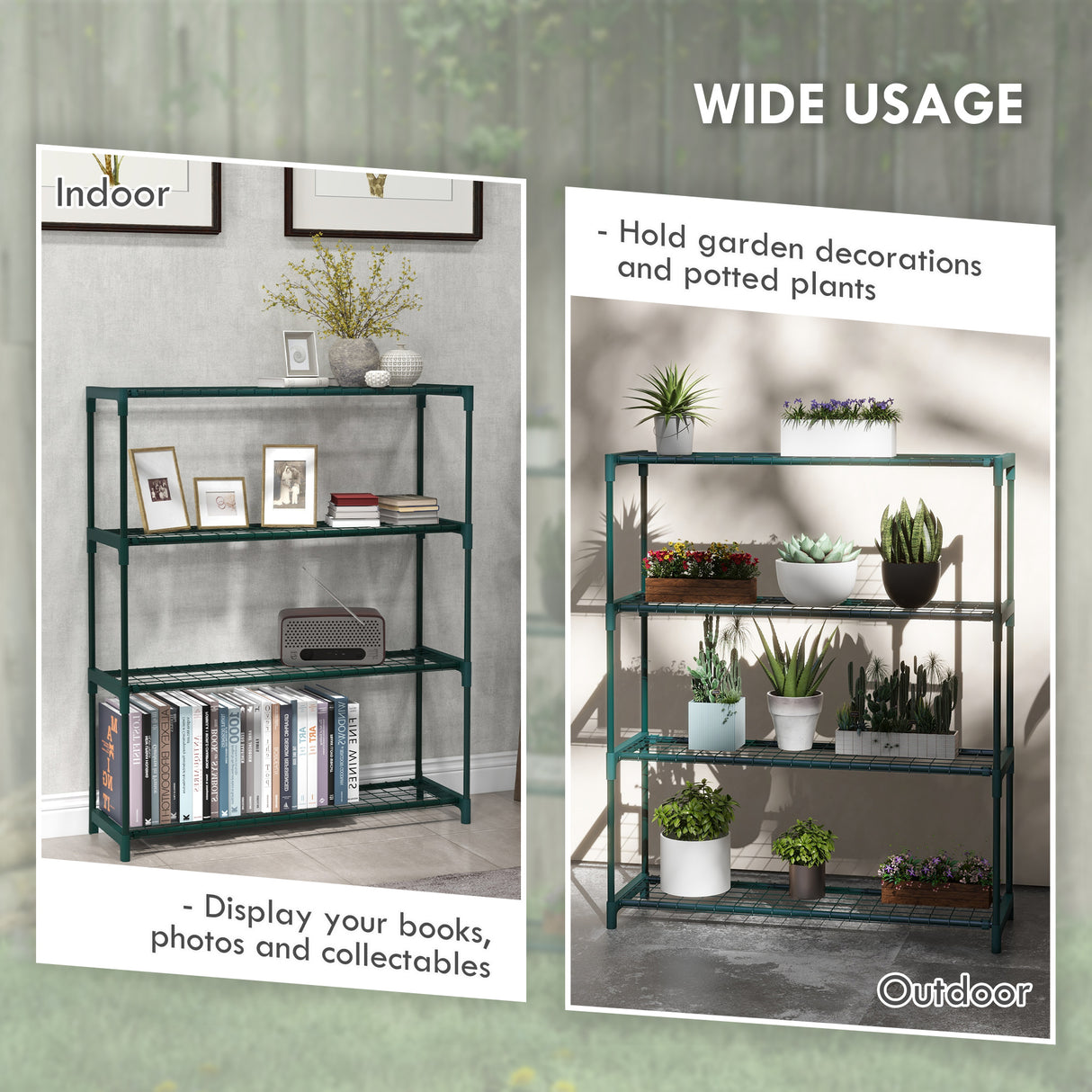 Steel 4 Tier Plant Stand 89cm Wide - Velmora