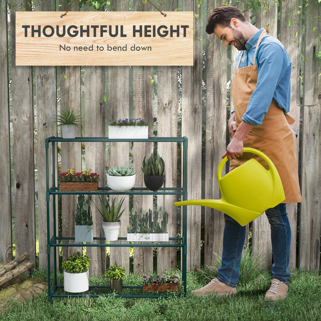 Steel 4 Tier Plant Stand 89cm Wide - Velmora