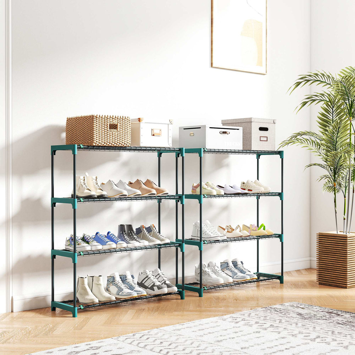 Steel 4 Tier Plant Stand With Rack Buckles 90cm Wide in Set Of 2 - Velmora