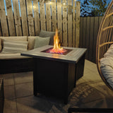 Steel 40,000 BTU Gas Square Fire Pit Table - Velmora