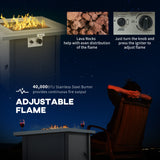 Steel 40,000 BTU Gas Square Fire Pit Table - Velmora