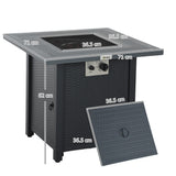 Steel 40,000 BTU Gas Square Fire Pit Table - Velmora