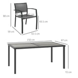 Steel 5 Pieces Casual Garden Dining Set With Rectangular Wood Effect Table - Velmora