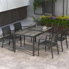 Steel 5 Pieces Casual Garden Dining Set With Rectangular Wood Effect Table - Velmora