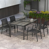 Steel 5 Pieces Casual Garden Dining Set With Rectangular Wood Effect Table - Velmora
