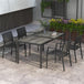 Steel 5 Pieces Casual Garden Dining Set With Rectangular Wood Effect Table - Velmora
