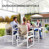 Steel 5 Pieces Garden Dining Set With 4 Armchairs - Velmora