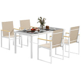 Steel 5 Pieces Garden Dining Set With 4 Armchairs - Velmora