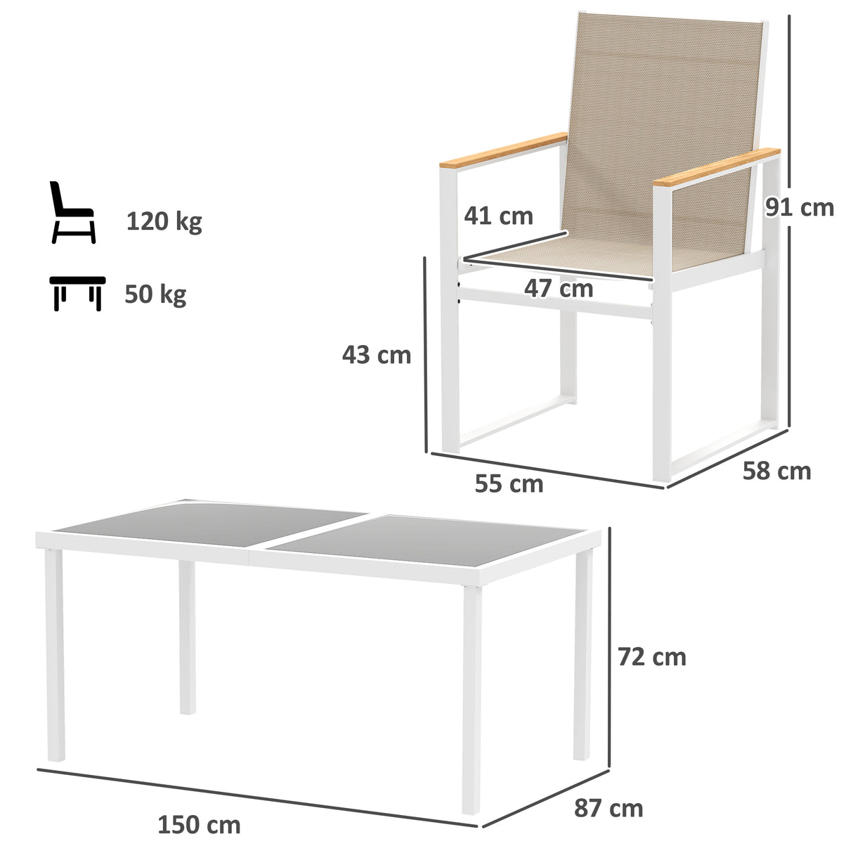 Steel 5 Pieces Garden Dining Set With 4 Armchairs - Velmora