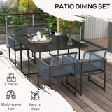 Steel 5 Pieces Garden Dining Set With 4 Folding Back Chairs - Velmora