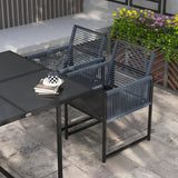 Steel 5 Pieces Garden Dining Set With 4 Folding Back Chairs - Velmora