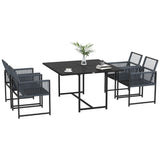 Steel 5 Pieces Garden Dining Set With 4 Folding Back Chairs - Velmora