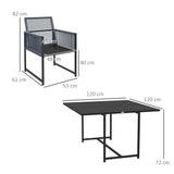 Steel 5 Pieces Garden Dining Set With 4 Folding Back Chairs - Velmora