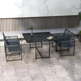 Steel 5 Pieces Garden Dining Set With 4 Folding Back Chairs - Velmora