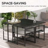Steel 5 Pieces Garden Dining Set With 4 Folding Back Chairs - Velmora