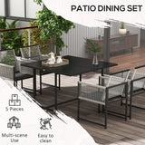 Steel 5 Pieces Garden Dining Set With 4 Folding Back Chairs - Velmora