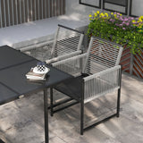 Steel 5 Pieces Garden Dining Set With 4 Folding Back Chairs - Velmora