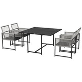 Steel 5 Pieces Garden Dining Set With 4 Folding Back Chairs - Velmora