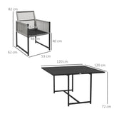 Steel 5 Pieces Garden Dining Set With 4 Folding Back Chairs - Velmora