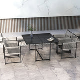 Steel 5 Pieces Garden Dining Set With 4 Folding Back Chairs - Velmora