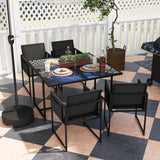 Steel 5 Pieces Garden Dining Set With 4 Mesh Fabric Folding Back Chairs - Velmora