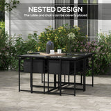 Steel 5 Pieces Garden Dining Set With 4 Mesh Fabric Folding Back Chairs - Velmora