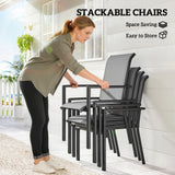 Steel 5 Pieces Garden Dining Set for 4 People With Stackable Chairs - Velmora