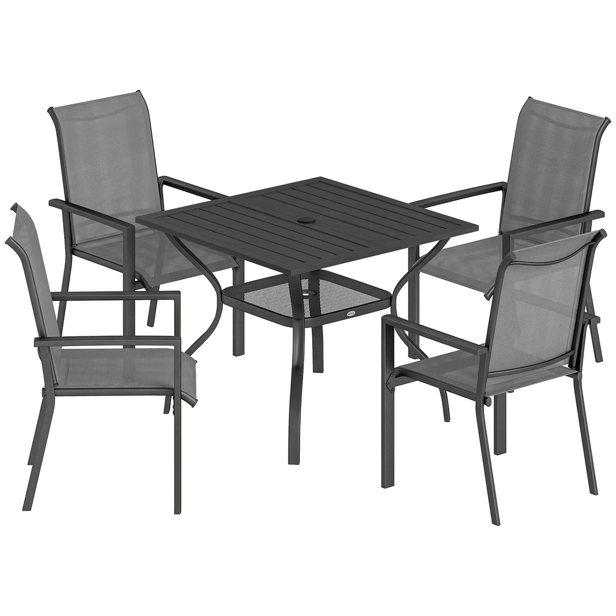 Steel 5 Pieces Garden Dining Set for 4 People With Stackable Chairs - Velmora