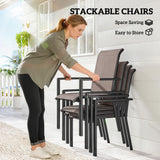 Steel 5 Pieces Garden Dining Set for 4 People With Stackable Chairs - Velmora