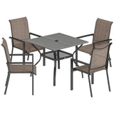 Steel 5 Pieces Garden Dining Set for 4 People With Stackable Chairs - Velmora