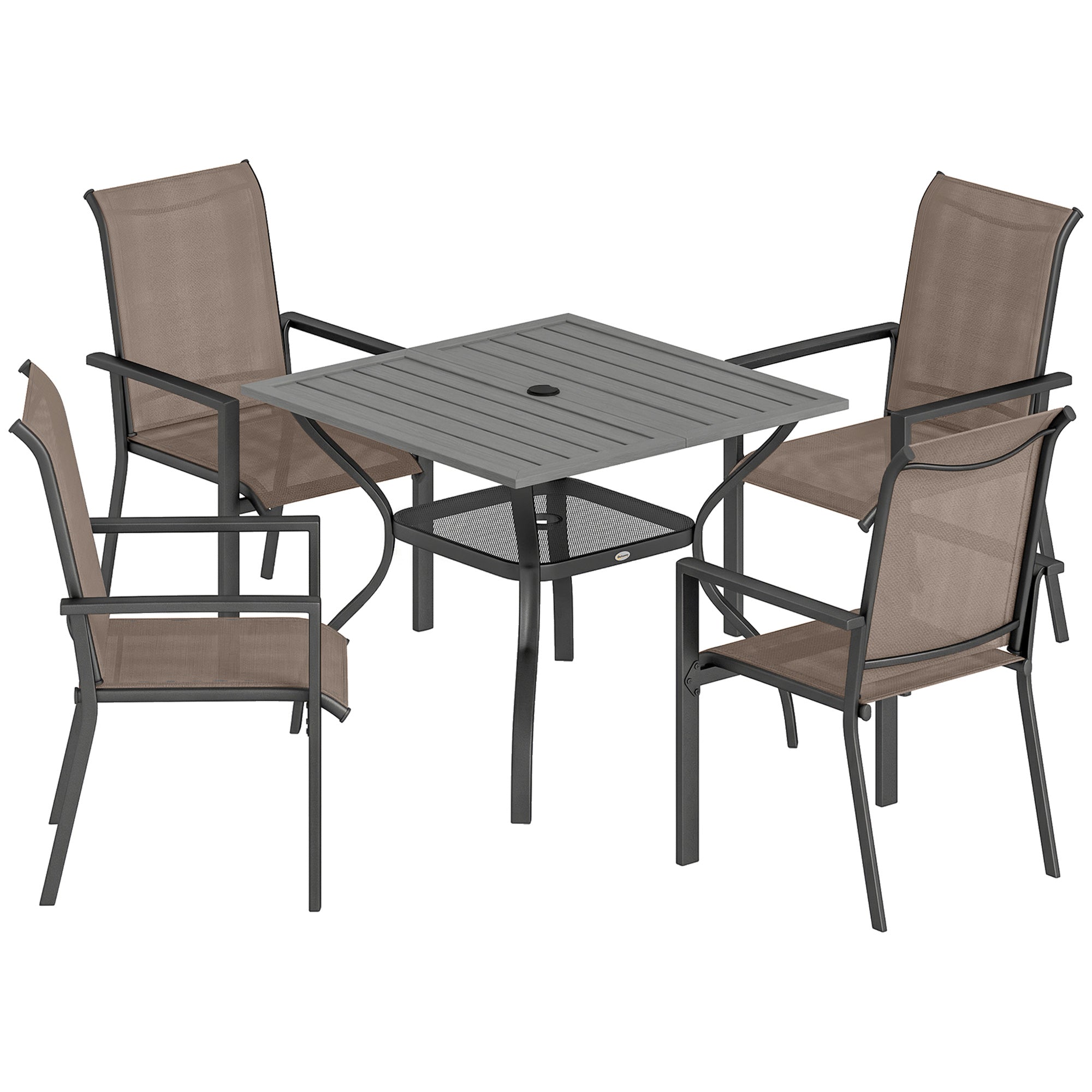 Steel 5 Pieces Garden Dining Set for 4 People With Stackable Chairs - Velmora